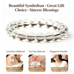 Natural Genuine Clear Quartz Stretch Beaded Bracelet 8mm