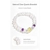 Natural Genuine Purple Yellow Clear Quartz Stretch Beads Bracelet
