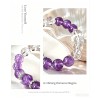 Natural Genuine Purple White Clear Quartz Beads Bracelet