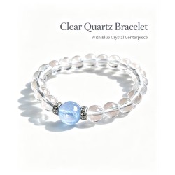 Genuine Natural Marine Blue Clear Quartz Bracelet