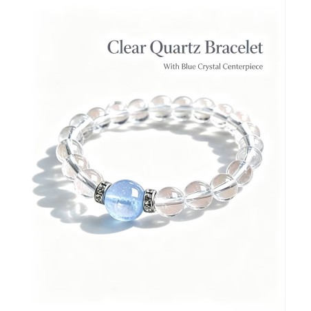 Genuine Natural Marine Blue Clear Quartz Bracelet