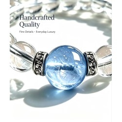 Genuine Natural Marine Blue Clear Quartz Bracelet
