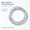 Natural Genuine Blue White Crystal Clear Quartz Bracelet
