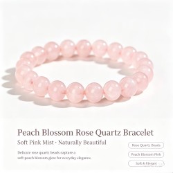 Natural Genuine Peach Blossom Pink Clear Quartz Bracelet