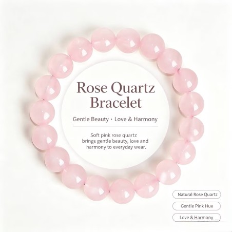 Natural Genuine Peach Blossom Pink Clear Quartz Bracelet